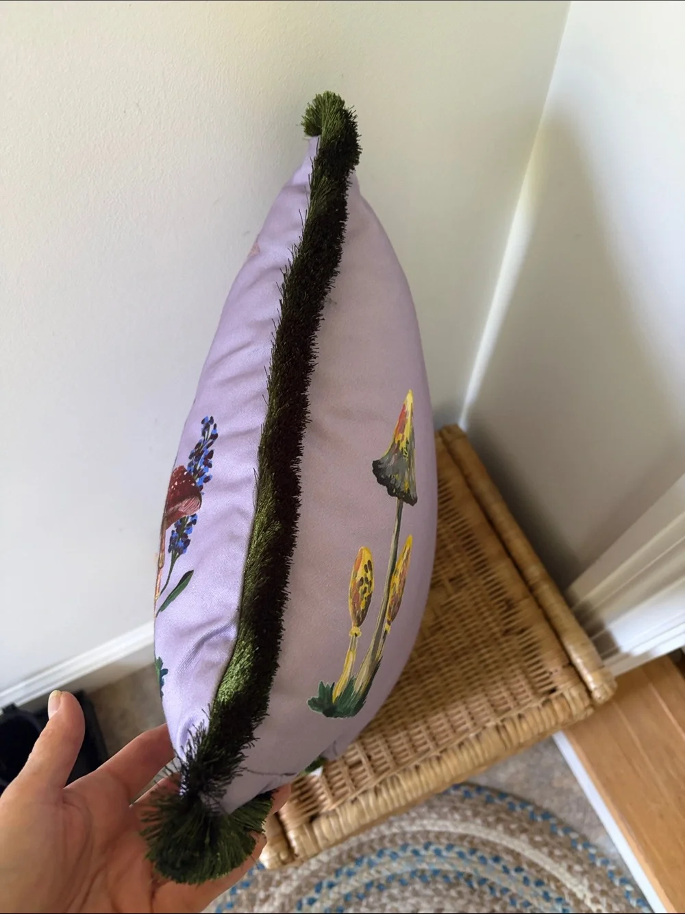 Anthropologie x Nathalie Lete Marias Embroidered Sateen Pillow Mushrooms NWT